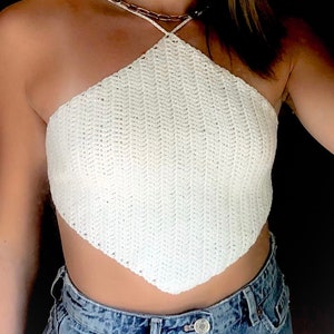 PATTERN - White Diamond Halter Top (Crocheted)