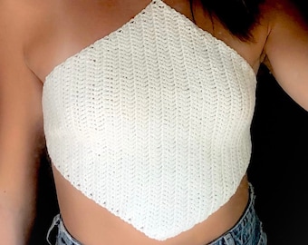 PATTERN - White Diamond Halter Top (Crocheted)