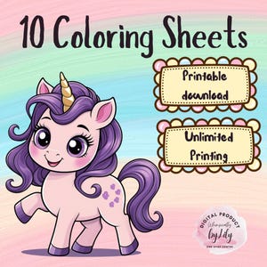 Einhorn Malvorlagen für Kinder | Einhorn Einhorn Malbuch, Niedliche Aktivitäten Blätter, Digitaler Download PDF, Kindergeburtstag Party, 20 Blätter