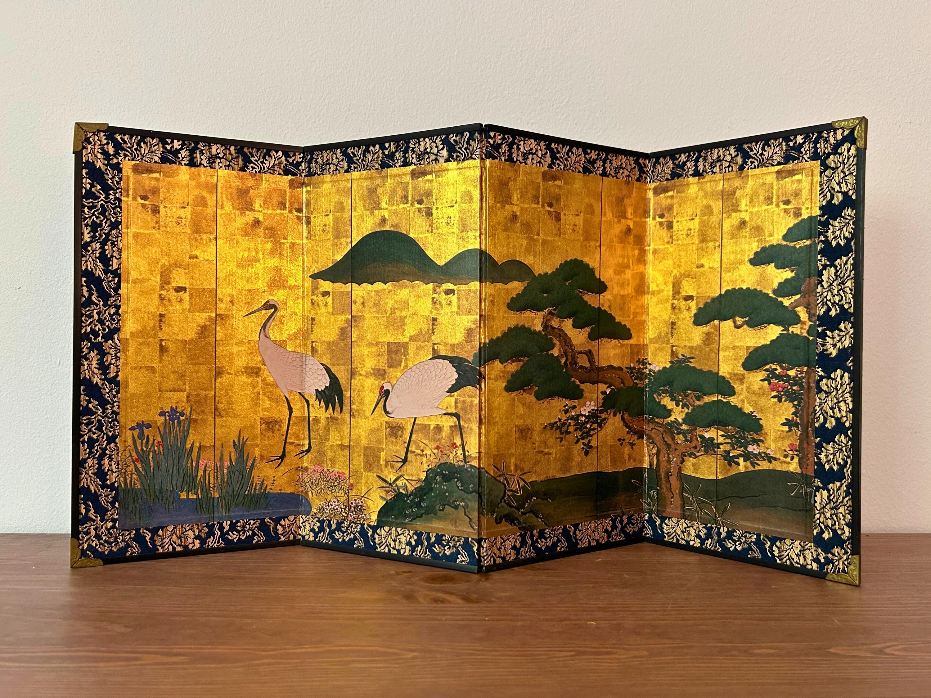 Gold Japanese Folding Screen - Etsy