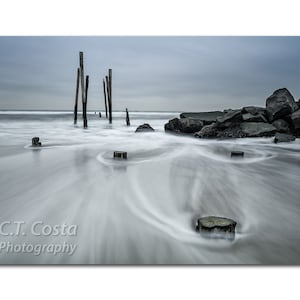 Ocean City Fishing Pier Decay Photo, Coastal Photography, New Jersey Seascape Fine Art, Ocean Waves