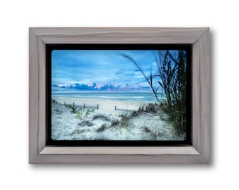 Assateague Island Beach Sunrise Metal Print, Small Art Decor, Maryland Photography on Metal, Handmade Wood Frame, Ready to Hang