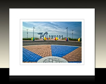 Wildwood New Jersey Sign Matted Print, Wildwood Boardwalk Morey's Pier, Ready for framing or available framed