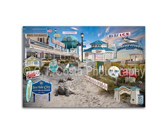 Sea Isle City NJ Collage Fine Art Print, Jersey Shore Art