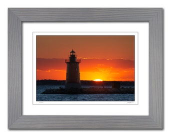 Framed Lewes Breakers Lighthouse Photo, Breakwater East End Lighthouse, Delaware Nautical Wall Art, Ready to Hang