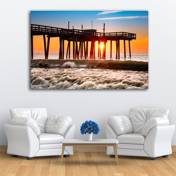 Fishing Pier in Margate City, Metal Print Wall Art, Jersey Shore Seascape Photography, Limited Edition Art, Comes Ready to Hang