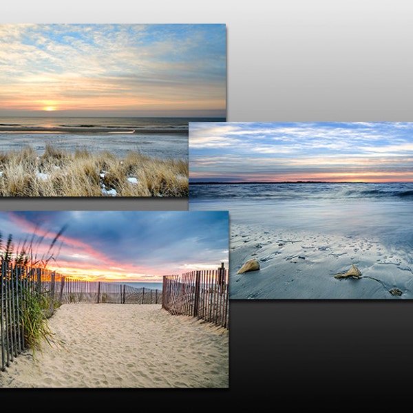 Seascape Print Sale, Sunrise at the Beach Collection, Set of Three Prints, Blue, beach theme, Over 25% Off Sale, Wall Art Gifts