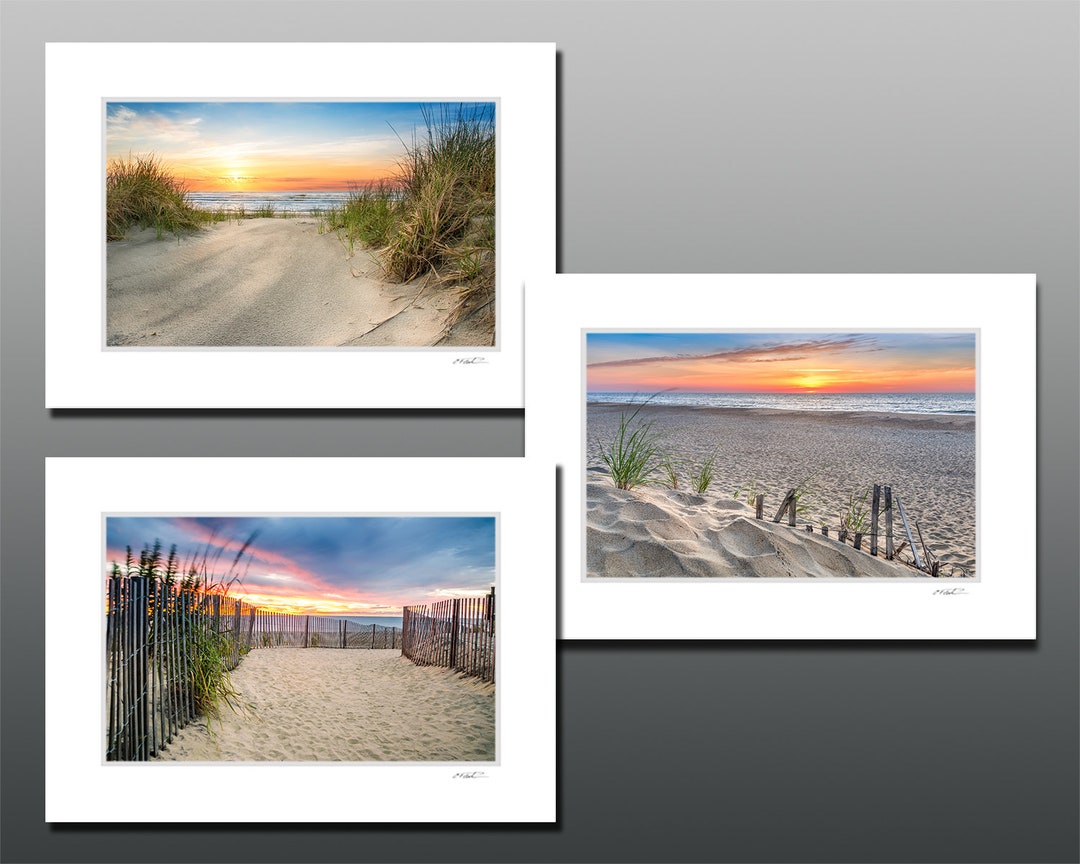 Matte Beach Collection Beach Collection of Small Matted Photography Matted Prints, Set of ...