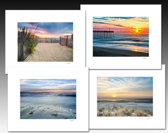 Beach Photography Collection, Set of four matted prints that each fit an 8x10 inch frame, Buy as a set and save, Gift Ideas