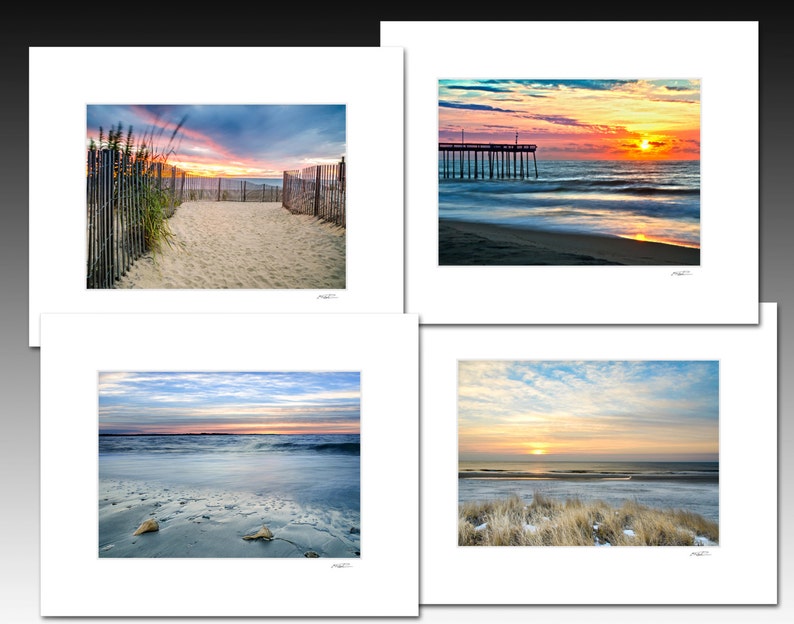 Beach Photography Collection, Set of four matted prints that each fit an 8x10 inch frame, Buy as a set and save, Gift Ideas image 1