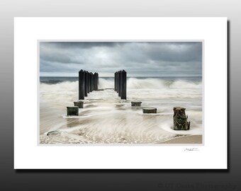 Seascape Themed Small Matted Photography Print, Cape May NJ, Cubicle Wall Decor, Small Matted Print Fits 5x7 inch Frame