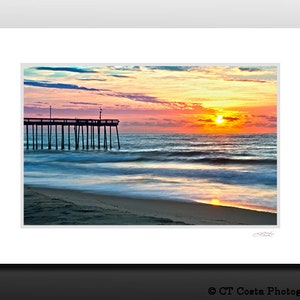 Beach Sunrise Collection, Set of four small matted prints, Blue decor, each fit a 5x7 inch frame, Buy as a set and save image 4