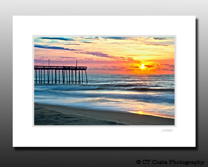 Beach Sunrise Collection, Set of four small matted prints, Blue decor, each fit a 5x7 inch frame, Buy as a set and save image 4