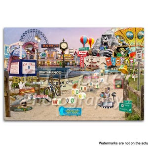 Ocean City NJ Boardwalk Collage, Digital Art, Summer Beach Vacation at Jersey Shore, CT Costa Photography