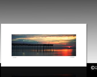 Ocean Sunrise Photography, panoramic matted print, ocean city md, limited edition, ready for 10x20 frame