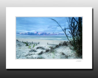 Ocean Sunrise Photography, Beach Cubicle art, Signed Matted Print, Ready for framing