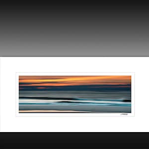 Abstract Ocean art, Panoramic Matted Print, blue, orange, housewarming gift, Ready for 10x20 Frame