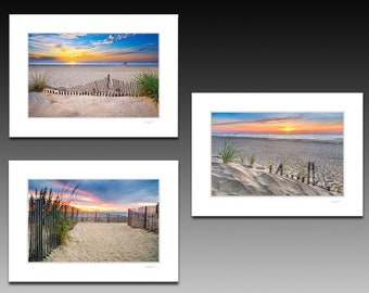 Beach Collection of Small Matted Photography Prints, Set of Three, Each fit a 5x7 inch frame, Great Gift Ideas
