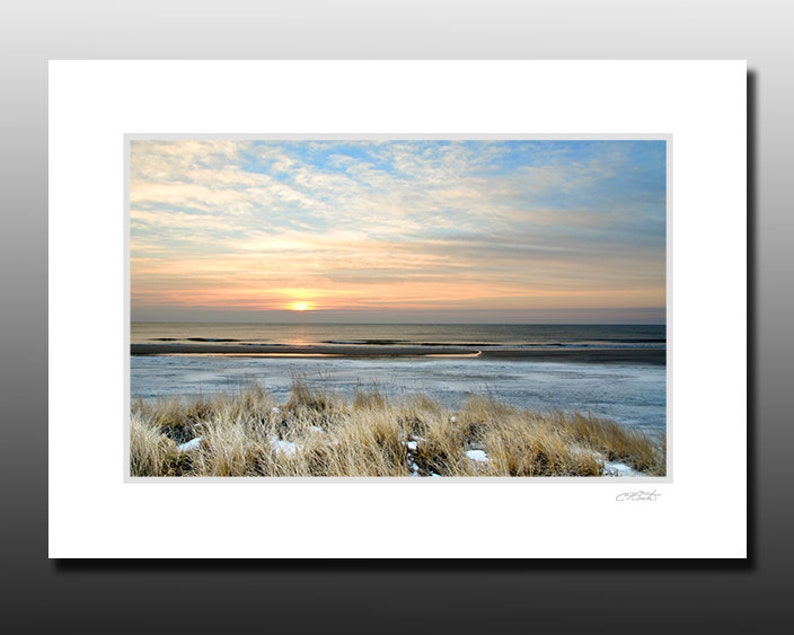 Beach Sunrise Collection, Set of four small matted prints, Blue decor, each fit a 5x7 inch frame, Buy as a set and save image 2