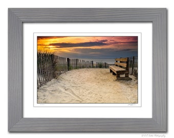 Framed Limited Edition Beach Wall Art, Nature Seascape Photography, Bethany Beach, Warm Tones, Ready to Hang