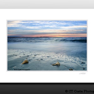 Beach Sunrise Collection, Set of four small matted prints, Blue decor, each fit a 5x7 inch frame, Buy as a set and save image 5