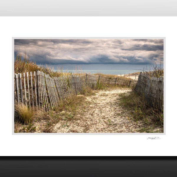 Photographie de chemin de plage de Cape Henlopen, Art de paysage marin de Lewes Delaware, impression petit mat