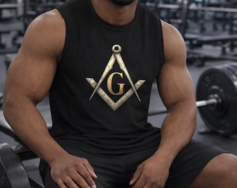 Débardeur de sport « G » doré symbole maçonnique pour hommes