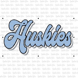 Huskies Retro Letters Sublimation Design Télécharger PNG.  Peut faire n'importe quel mot ou n'importe quelle couleur.
