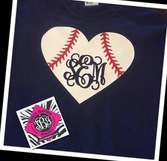 Personalized Baseball Tee Shirt Monogrammed Baseball Heart. | Etsy