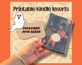 Spooky Bibliothek schwarze Frau Kindle Insert | Halloween Dekor für Kindle-Hülle