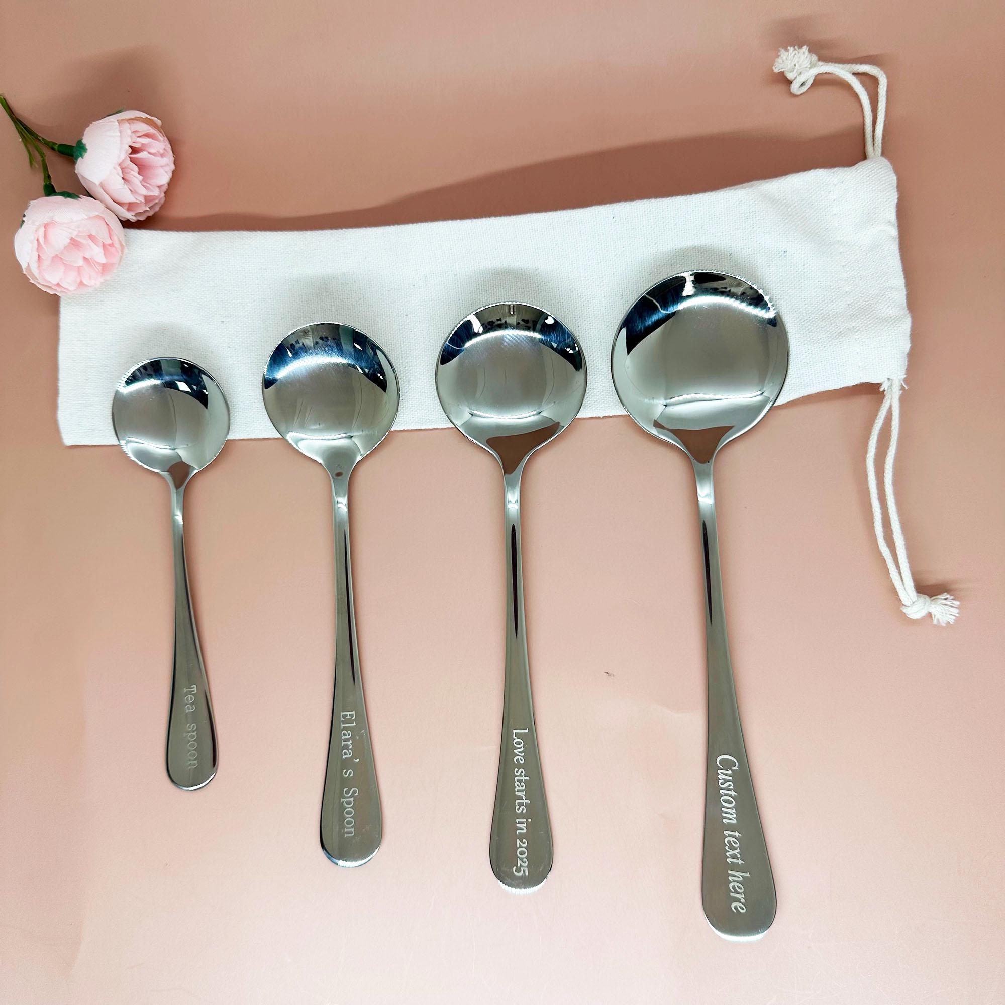 Set 4 Cucchiaini Retrò In Lega Per Gelato E Caffè – Forme Cocco, Uva, Ghianda, Gelso (Argento)