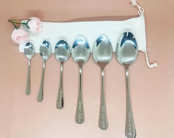Personalized Engraved Stainless Steel Spoon, Custom Table Spoon, Keepsake Fork Gift，Wedding utensil anniversary