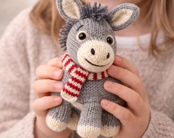 Donkey Plush Knitting Pattern, Farm Animal Toy PDF, Stuffed Donkey Tutorial