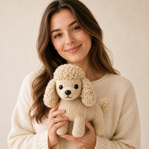 Poodle Plushie Knitting Pattern, Dog Toy PDF, Knit and Crochet Loop Stitch Guide