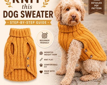 Hundepullover Strickmuster PDF, Gerippter Hundemantel XS S M