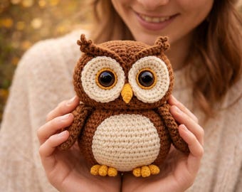 Haakpatroon uil amigurumi pdf, pluche bosuil tutorial, digitale download