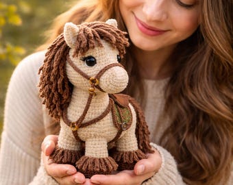 Amigurumipatroon bospony, pdf gehaakt paard, pluche bospony-tutorial