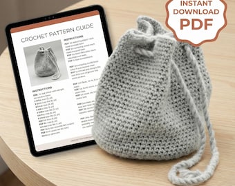 Crochet Drawstring Pouch Pattern PDF | Beginner Friendly Bag Tutorial | Instant Download