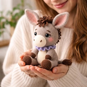 Donkey Amigurumi Crochet Pattern PDF, Farm Animal Plush Tutorial (Digital Download)
