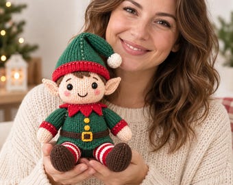 Christmas Elf Knitting Pattern, Noel Plush Toy, Flat Knit Holiday Doll PDF