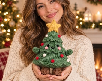 Christmas Tree Knitting Pattern, Festive Plush Toy, Holiday Decor, Digital PDF
