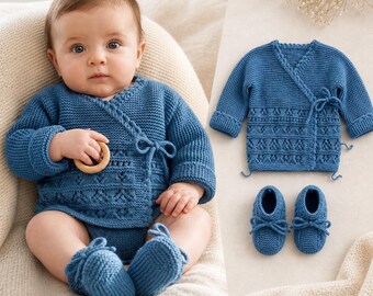 Baby Jacket and Slippers Knitting Pattern PDF, Newborn to Toddler Sizes