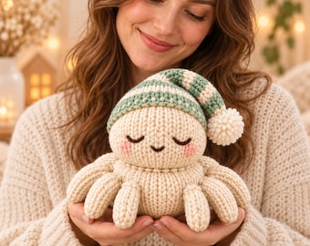Snoozy Silk Spider Knitting Pattern, Sleepy Plush Toy PDF, Beginner Flat Knit