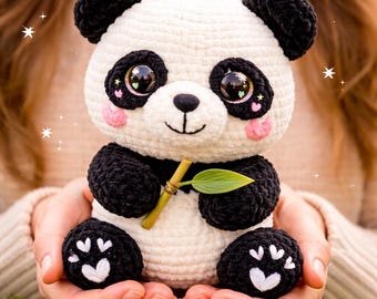 Panda Amigurumi Crochet Pattern PDF, Kawaii Plush Toy Tutorial