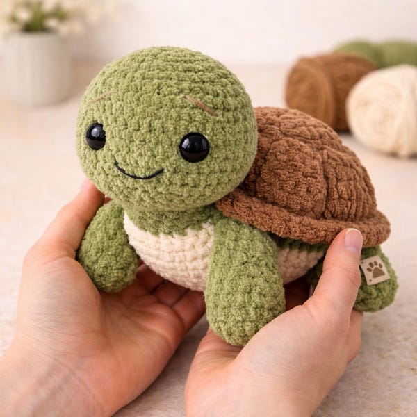 Schildkröte Amigurumi Häkelanleitung, Plüsch Meeresschildkröte PDF, anfängerfreundliches Kuscheltier Tutorial