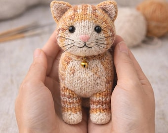 Gestrickte Tabby Cat Doll Anleitung PDF - Realistisches Katzenspielzeug Strick Amigurumi