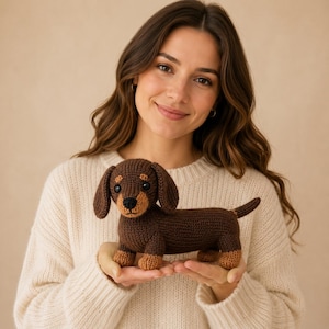 Dachshund Knitting Pattern, Longbody Dog Plushie, Digital PDF Toy Pattern