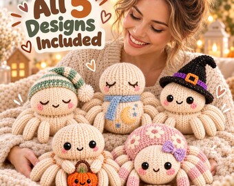 5 Knitted Spider Plushie Patterns – Digital Knitting Bundle