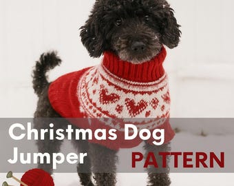 Christmas Dog Sweater Knitting Pattern | Fair Isle Jumper (PDF Pattern)