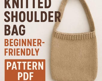 Knitted Shoulder Bag Pattern PDF | Beginner-Friendly Vintage Style Tote Tutorial | Easy DIY Knitting Guide